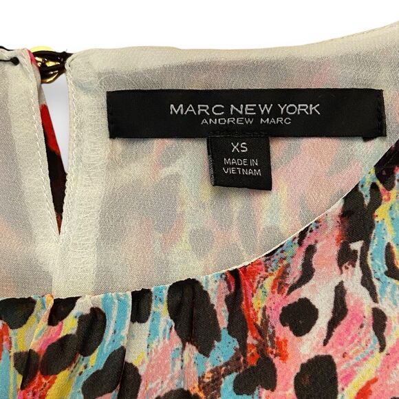 Mark New York Andrew Women's Cheetah Print Multicolor Blouse Size XS Long Sleeve - Picture 4 of 7